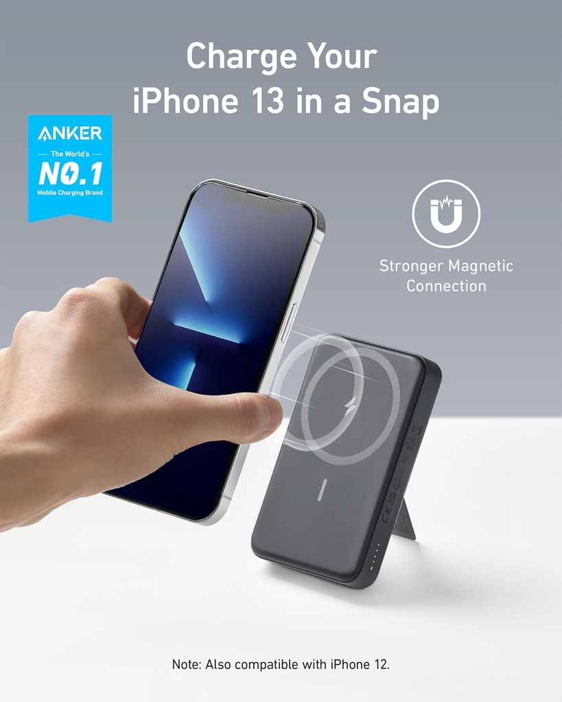 Anker 633 Magnetic Battery, 10,000mAh Foldable Wireless Portable Charger, 20W USB-C Power Delivery Power Bank with Stand, Magsafe Compatible for iPhone Series 16/15/14/13/12 (2)