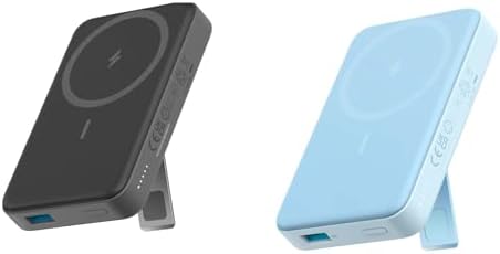 [ANKER-633-A1641] Batería Magnética Anker 633, Cargador Portátil Inalámbrico Plegable de 5000mAh, Power Bank de 20W USB-C Power Delivery con Soporte, Compatible con Magsafe para iPhone Series 16/15/14/13/12
